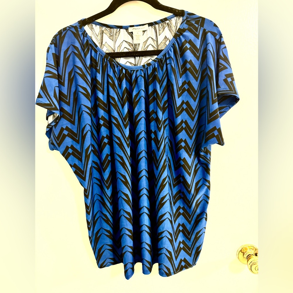 Marco New York Blue and Black Shirt with Zig Zag Size 3X